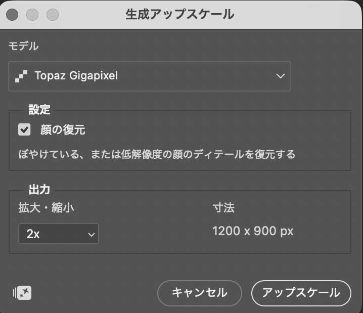 photoshop生成アップスケール「Topaz Gigapixel」2-2