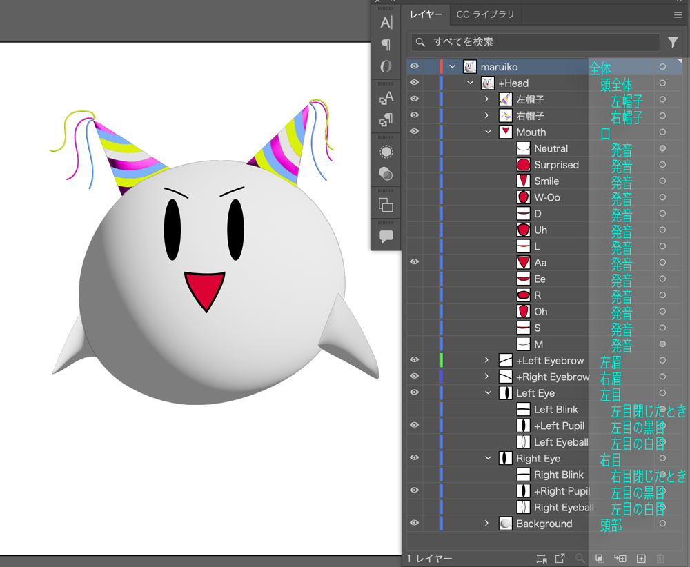 Character Animator│口パク動画(リップシンク)口のレイヤー分け