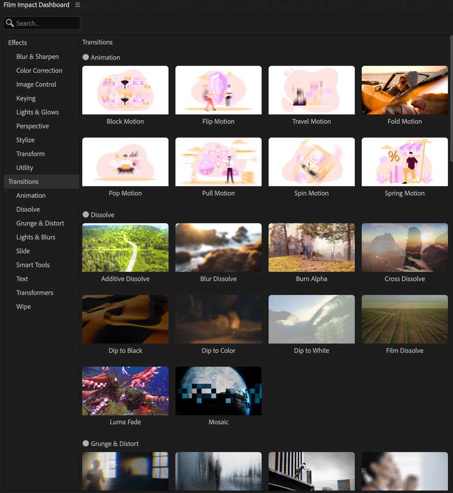 Film Impactエフェクト一覧を目視確認する|Premiereエクステンション